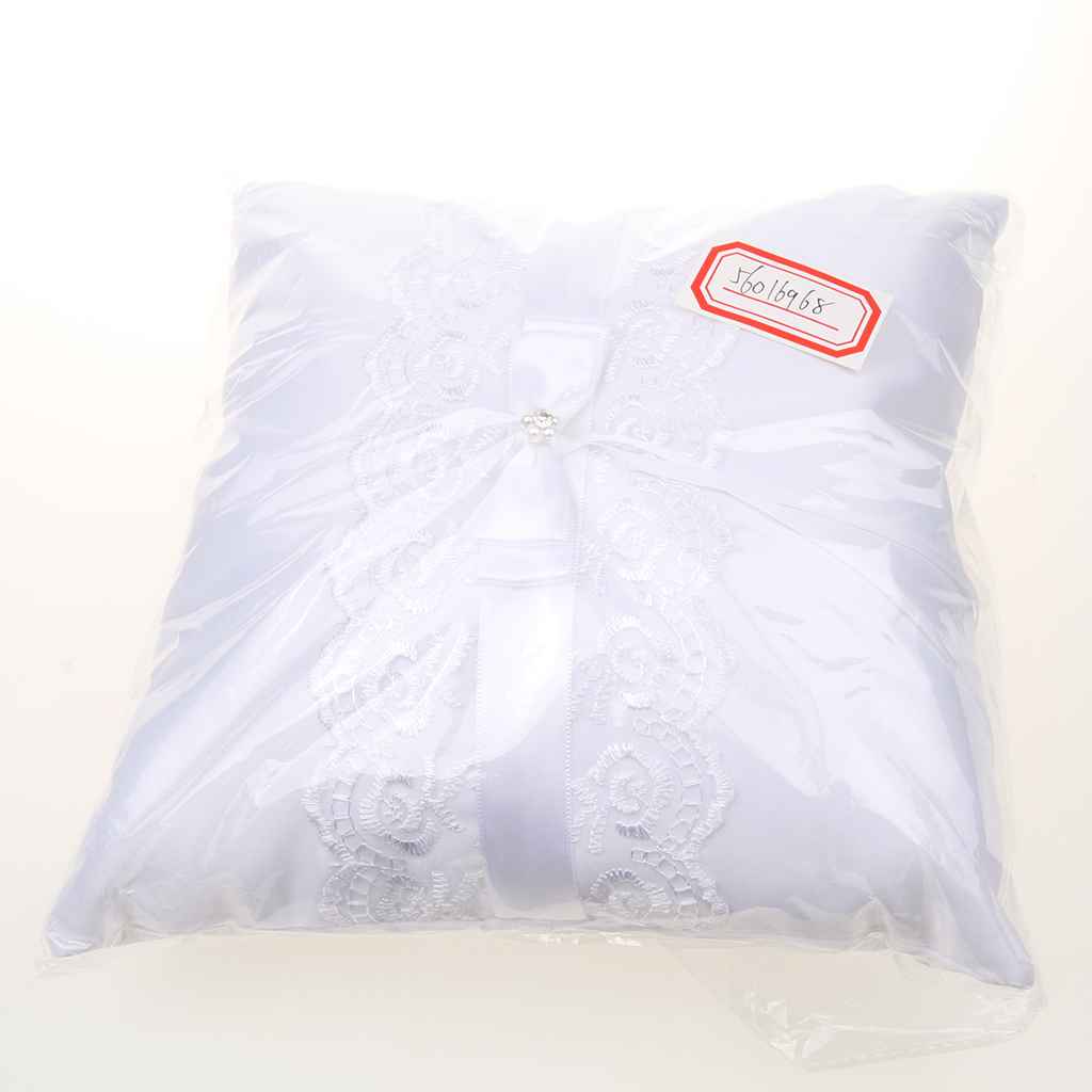Maxbell Wedding Ceremony White Lace Satin Ring Bearer Pillow Cushion 8 inch