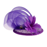 Maxbell Elegant Feather Fascinator Hat Top Headband Wedding Party Headpiece Purple