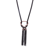 Maxbell Fashion Tassel Pendant Long Snake Chain Necklace Sweater Jewelry-Black