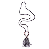 Maxbell Fashion Tassel Pendant Long Snake Chain Necklace Sweater Jewelry-Black