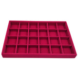 Maxbell Rose Pink Velvet Jewelry Display Organizer Box Tray Showcase 24 Grids