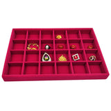 Maxbell Rose Pink Velvet Jewelry Display Organizer Box Tray Showcase 24 Grids