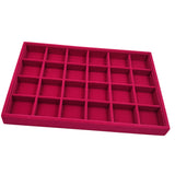 Maxbell Rose Pink Velvet Jewelry Display Organizer Box Tray Showcase 24 Grids