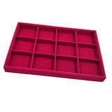 Maxbell Rose Pink Velvet Jewelry Display Organizer Box Tray Showcase 12 Grids