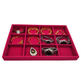 Maxbell Rose Pink Velvet Jewelry Display Organizer Box Tray Showcase 12 Grids