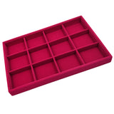 Maxbell Rose Pink Velvet Jewelry Display Organizer Box Tray Showcase 12 Grids