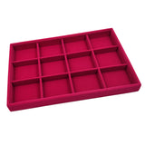 Maxbell Rose Pink Velvet Jewelry Display Organizer Box Tray Showcase 12 Grids