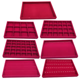 Maxbell Rose Pink Velvet Jewelry Display Organizer Box Tray Showcase Blank Tray