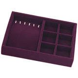 Maxbell Elegant Velvet Stackable Jewelry Display Tray Case Necklace Earrings Tray