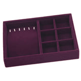 Maxbell Elegant Velvet Stackable Jewelry Display Tray Case Necklace Earrings Tray