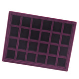 Maxbell Elegant Velvet Stackable Jewelry Display Tray Case 24 Grids