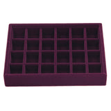 Maxbell Elegant Velvet Stackable Jewelry Display Tray Case 24 Grids