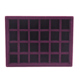 Maxbell Elegant Velvet Stackable Jewelry Display Tray Case 24 Grids