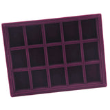 Maxbell Elegant Velvet Stackable Jewelry Display Tray Case 15 Grids