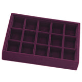 Maxbell Elegant Velvet Stackable Jewelry Display Tray Case 15 Grids