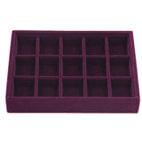 Maxbell Elegant Velvet Stackable Jewelry Display Tray Case 15 Grids