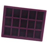 Maxbell Elegant Velvet Stackable Jewelry Display Tray Case 15 Grids