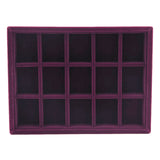 Maxbell Elegant Velvet Stackable Jewelry Display Tray Case 15 Grids