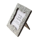 Maxbell Shiny Sequin Small Photo Frame with Back Stand Wedding Party Favor Silver