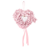 Maxbell Heart Shape Flower Hanging Wedding Ring Pendant Jewelry Box Case Holder  Pink