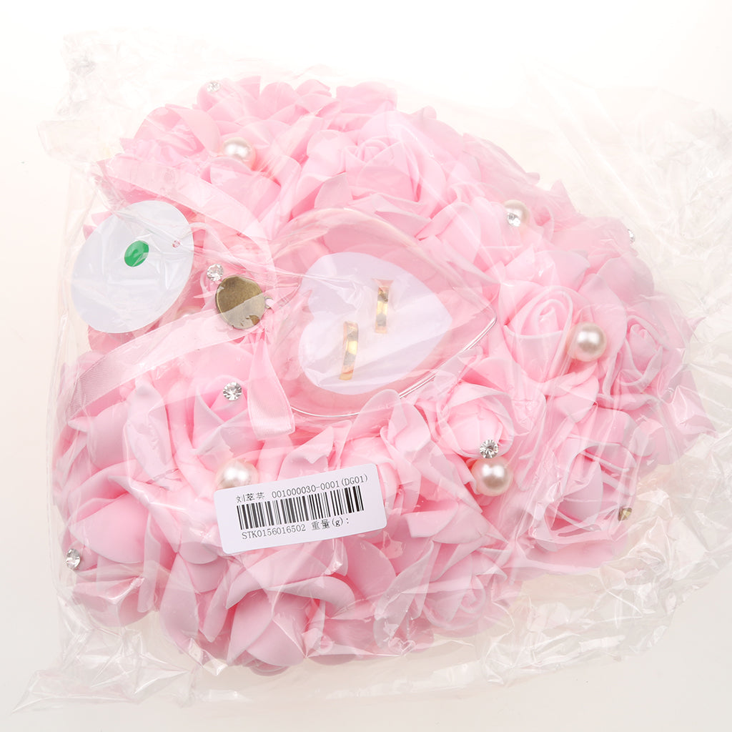 Maxbell Heart Shape Flower Hanging Wedding Ring Pendant Jewelry Box Case Holder  Pink