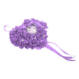 Maxbell Heart Shape Flower Hanging Wedding Ring Pendant Jewelry Box Case Holder  Purple