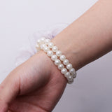 Maxbell Bridal Prom Party Wrist Corsage Pearl Lace Bracelet Hand Flower Purple