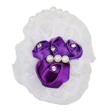 Maxbell Bridal Prom Party Wrist Corsage Pearl Lace Bracelet Hand Flower Purple