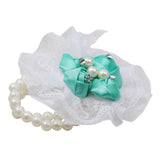 Maxbell Bridal Prom Party Wrist Corsage Pearl Lace Bracelet Hand Flower Green