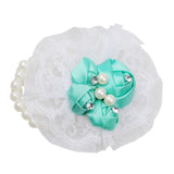 Maxbell Bridal Prom Party Wrist Corsage Pearl Lace Bracelet Hand Flower Green