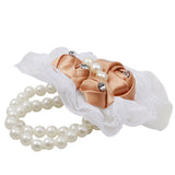 Maxbell Bridal Prom Party Wrist Corsage Pearl Lace Bracelet Hand Flower Champagne