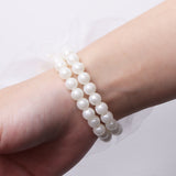 Maxbell Bridal Prom Party Wrist Corsage Pearl Lace Bracelet Hand Flower Beige