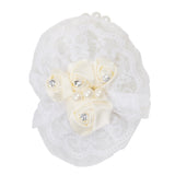 Maxbell Bridal Prom Party Wrist Corsage Pearl Lace Bracelet Hand Flower Beige