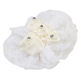 Maxbell Bridal Prom Party Wrist Corsage Pearl Lace Bracelet Hand Flower Beige