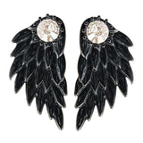 Maxbell Punk Women's Cool Jewelry Angel Wings Rhinestone Drop Stud Earrings Black