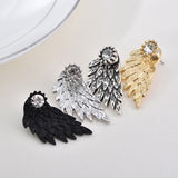 Maxbell Punk Women's Cool Jewelry Angel Wings Rhinestone Drop Stud Earrings Black