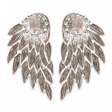 Maxbell Punk Women's Cool Jewelry Angel Wings Rhinestone Drop Earrings Stud Silver