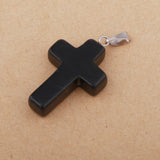 Maxbell 5pcs Unisex Crystal Cross Shape Charm Pendants Fashion Jewelry DIY  Black