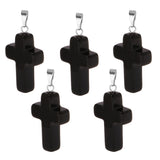 Maxbell 5pcs Unisex Crystal Cross Shape Charm Pendants Fashion Jewelry DIY  Black