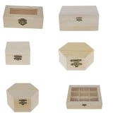 Maxbell Phenovo Unpainted Plain Hexagonal Wooden Jewelry Box Trinket Chest Gift Box