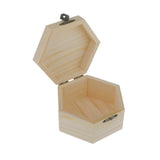 Maxbell Phenovo Unpainted Plain Hexagonal Wooden Jewelry Box Trinket Chest Gift Box