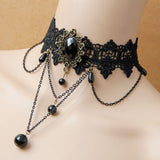 Maxbell Punk Women Girls Gothic Black Lace Choker Chunky Chain Necklace