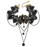 Maxbell Punk Women Girls Gothic Black Lace Choker Chunky Chain Necklace