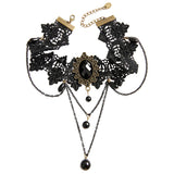 Maxbell Punk Women Girls Gothic Black Lace Choker Chunky Chain Necklace