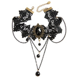 Maxbell Punk Women Girls Gothic Black Lace Choker Chunky Chain Necklace