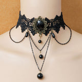 Maxbell Punk Women Girls Gothic Black Lace Choker Chunky Chain Necklace