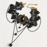 Maxbell Punk Women Girls Gothic Black Lace Choker Chunky Chain Necklace
