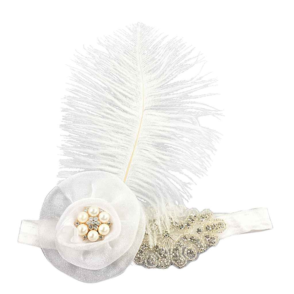 Maxbell Women Girls Flapper Headband Flower Feather Head Band Hair Accessories Party