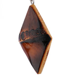 Maxbell Handmade Craft Carbonized Bamboo Geometric Rhombus Earrings Hook Drop Dangle