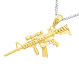 Maxbell Fake Army Rifle Machine Gun Pendant Necklace Gift Man CS Player ASG Gold